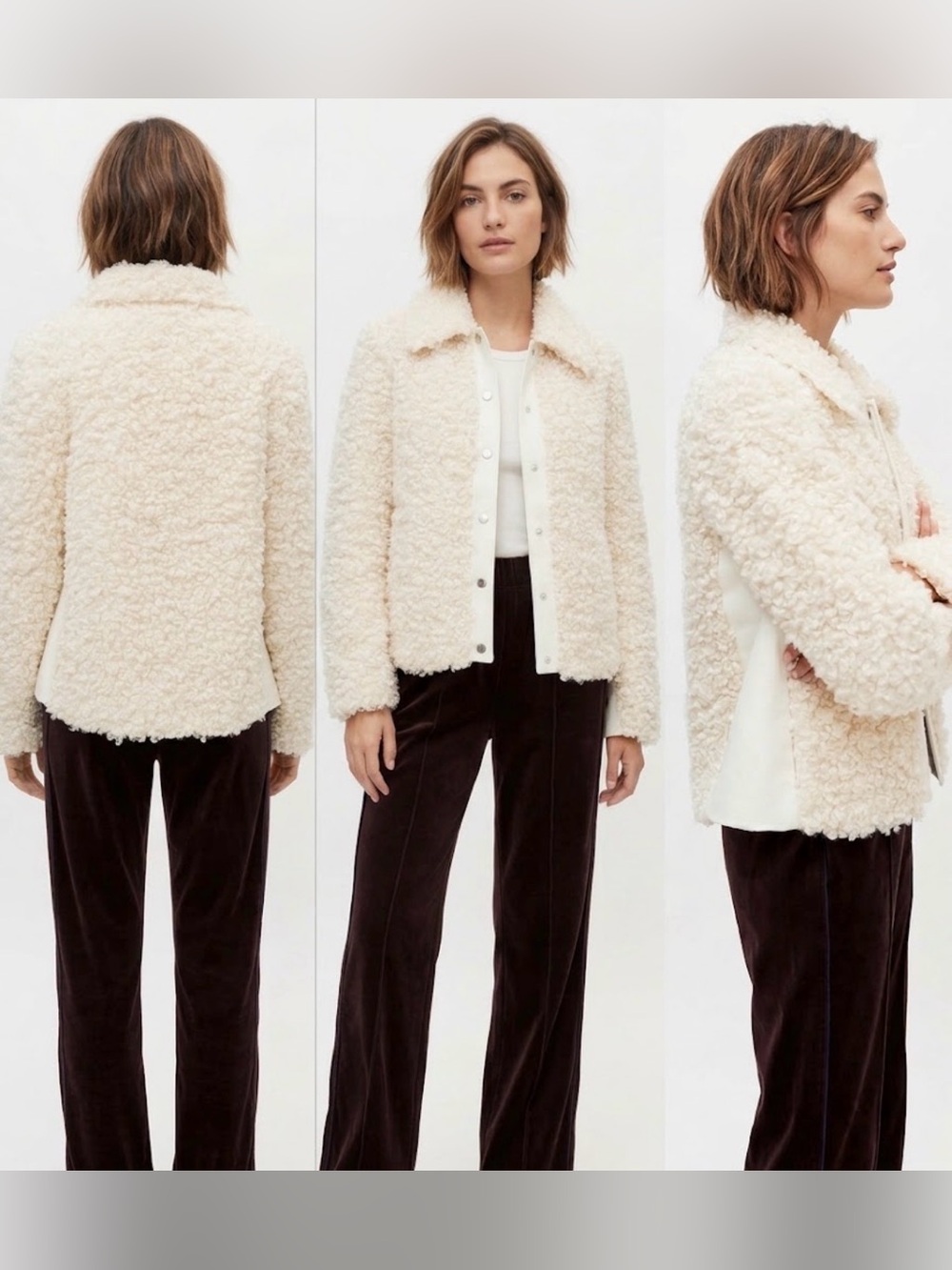 Urban outfitters New women’s UO Amelie Faux fur jacket cream Boucle teddy coat S